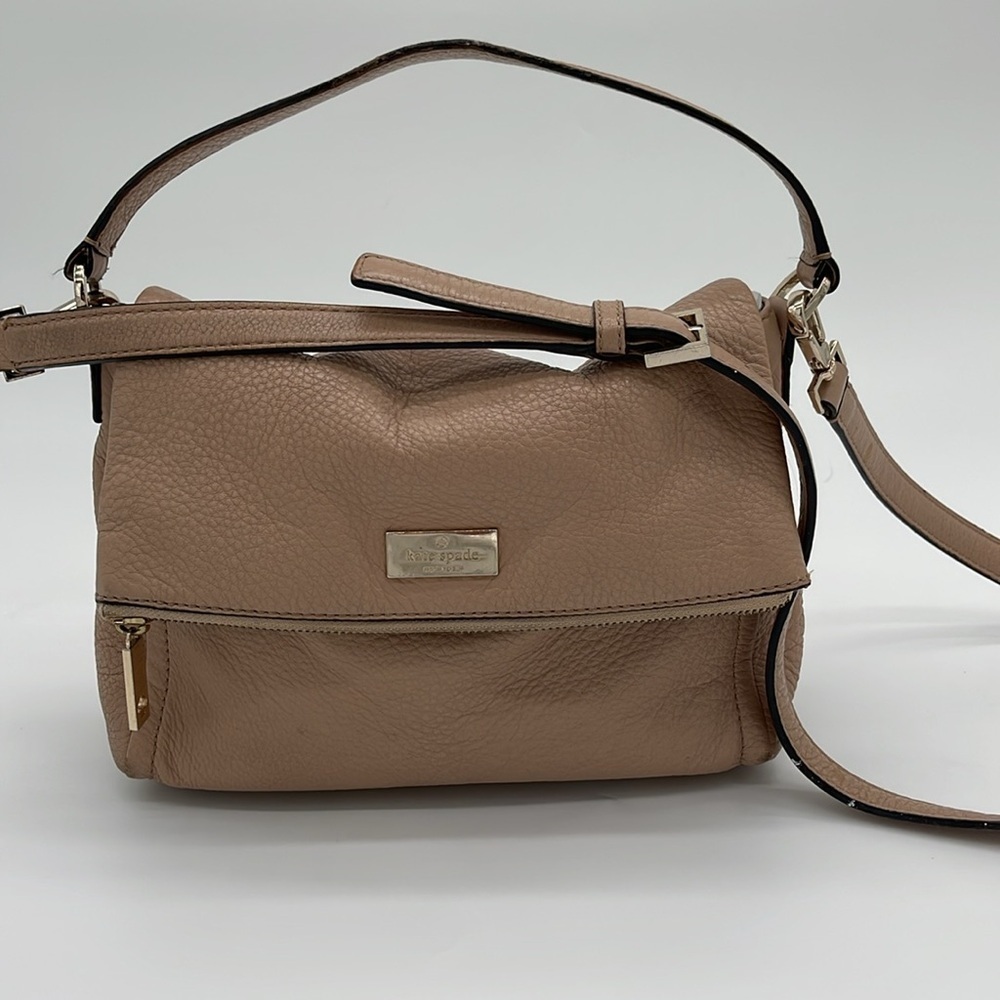 KATE SPADE Crossbody Purse Women's Pebbled TAN  Leather Fold Over